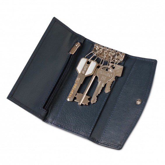 Ключница кожаная карманная 140х70 на 6 ключей с карманом